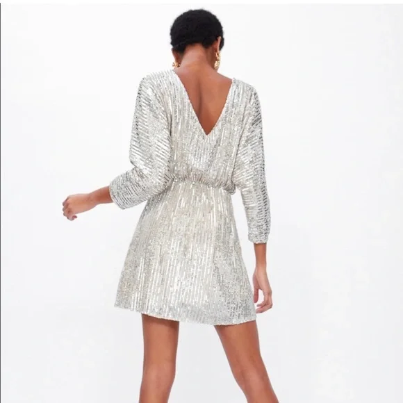 slim fit dress slacks ZARA crystal pearls sequin dress – KAYTURESTYLINGS main image 1